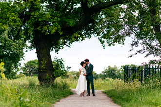 A couple getting married at Woodberry Wetlands