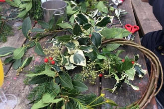 holly, ivy and yew wreaths