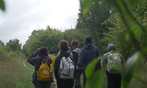 Young people walking along path in Hutchinson's Bank