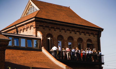 People stood on a balcony at Walthamstow Wetlands 