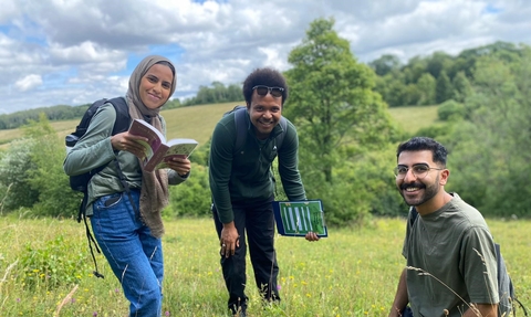 Trainees conduction a wildflower survey at Hutchinson's Bank