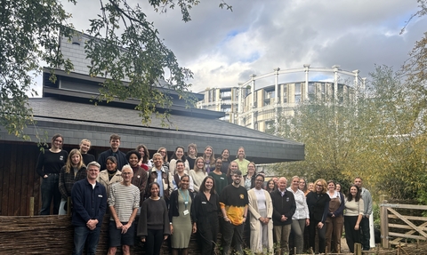 Group of London Wildlife Trust stood outside Camley Street Natural Park