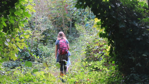 New Cross Gate Cutting open day - woman walking in the reserve