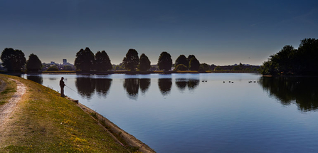 Angler fishing at Walthamstow Wetlands