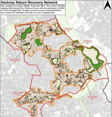 A graphic map of Hackney's nature recovery network