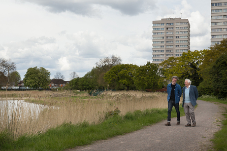 David Attenborough and David Mooney at Woodberry Wetlands opening