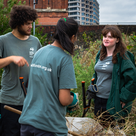 Three volunteers at Camley Street Natural Park