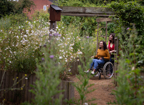 Two people in Walthamstow Wetlands nature reserve