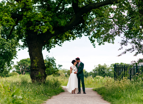 A couple getting married at Woodberry Wetlands